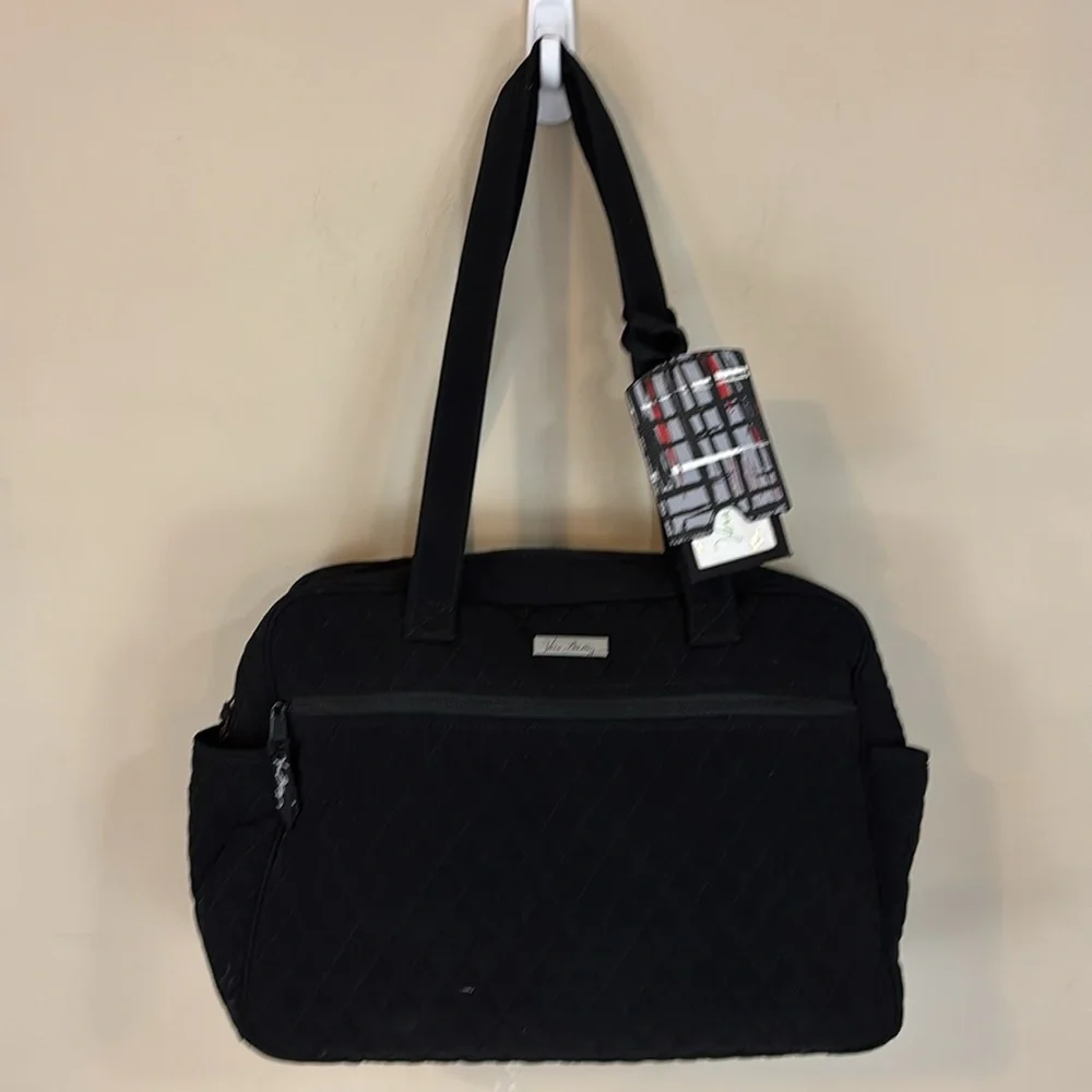 Vera Bradley Black Quilted Infant Baby Bag with Changing Mat